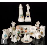 A collection of thirteen pieces of assorted early 20th Century crested china to include a Carlton