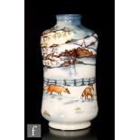 A Moorcroft Pottery vase in the Woodside Farm pattern designed by Anji Davenport, of footed