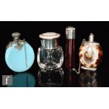 Four 19th Century and later scent bottles to include a continental silver and compressed turquoise