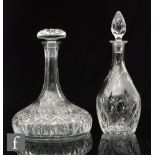 A 1970s Whitefriars Full Lead Crystal range clear cut crystal decanter of ovoid form with collar