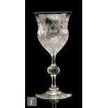 A late 19th to early 20th Century Stevens & Williams polished intaglio drinking glass, the ovoid