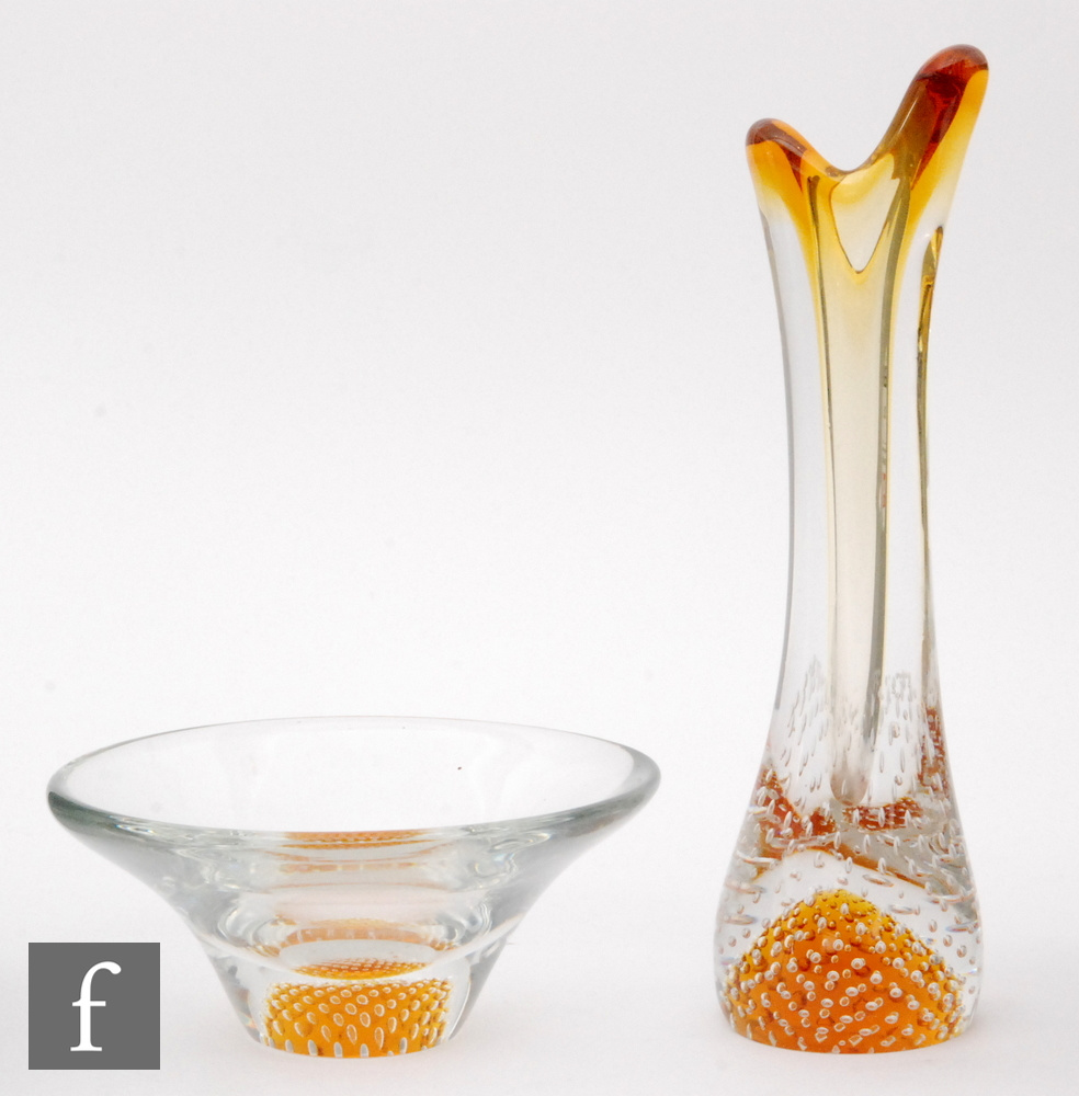 A post war Thomas Webb & Sons Flair range glass vase designed by David Hammond, of waisted sleeve