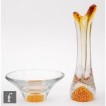 A post war Thomas Webb & Sons Flair range glass vase designed by David Hammond, of waisted sleeve