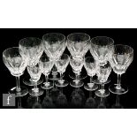 A set of twelve later 20th Century Stuart & Sons clear cut crystal wine and sherry glasses in the