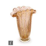 A 20th Century Italian Murano glass vase in the style of Barovier, of compressed footed fluted