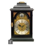 A 19th Century and later ebonised bracket clock with later associated dial and movement, the 18cm