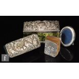 A hallmarked silver topped rectangular green marble box, length 13cm, Birmingham 1900, with a