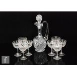 A Webbs crystal claret jug cut of footed globe and shaft form, cut in the Wellington pattern with