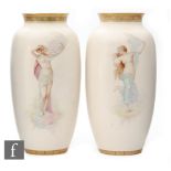 John Hewitt - Doulton Burslem - A pair of late 19th to early 20th Century baluster vases with hand