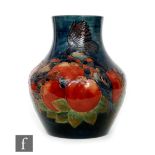 Moorcroft Pottery - A large vase of swollen baluster form decorated in the Finches pattern