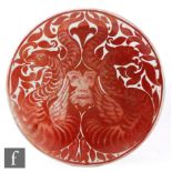 Attributed to Maw & Co - An early 20th Century Arts and Crafts ruby lustre shallow charger decorated