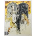 John Piper, RA (1903-1992) - Castle keep, lithograph, signed in pencil and numbered 17/70, framed,