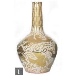 William de Morgan - An early 20th Century vase of ovoid form with collar neck decorated with gold