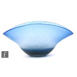 Unknown - A contemporary studio glass bowl of oval section in graduated blue with a deep blue core