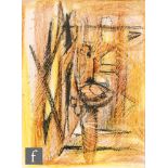 Follower of Graham Sutherland (1903-1980) - Abstract figure, wax crayon with scratching out, bears