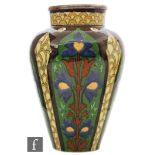 Frederick Rhead - Wileman & Co / Foley - A late 19th Century Intarsio vase decorated with panels