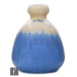 Ruskin Pottery - A crystalline glaze vase of double gourd form, decorated in a pale yellow cream