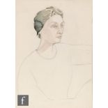 Albert Wainwright (1898-1943) - Portrait of a lady, half length, pencil and wash drawing,