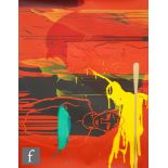 Bruce McLean (B. 1944) - 'Horizontal Dawn', screen print, unframed, signed in pencil, 115cm x 153cm.