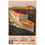 Odin Rosenvinge (1880-1957) - Union Castle Line Cruise Ship lithographic Poster, South & East