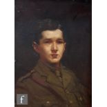 ENGLISH SCHOOL (EARLY 20TH CENTURY) - Portrait of a young man wearing army uniform, bust length, oil