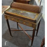 A small 19th Century French Empire style lady's writing bureau with pull out tambour drawer