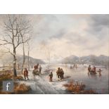 DUTCH SCHOOL (LATE 20TH CENTURY) - Figures in a winter landscape, oil on board, signed with initials