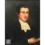 ENGLISH SCHOOL (CIRCA 1840) - Portrait of a church minister, oil on panel, inscribed 'G.A.Boyeson'