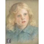 ENGLISH SCHOOL (EARLY 20TH CENTURY) - Portrait of a child with long blonde hair, pastel drawing,