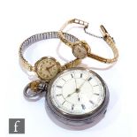 A 9ct ladies Tissot wrist watch, all to a 9ct strap total weight 16.5g, with a similar Pioneer