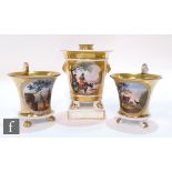 A collection of continental 'Topographical' porcelain items in the manner of Paris, Darte Frères, to