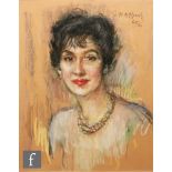 JOSEF OPPENHEIMER (1876-1966) - Portrait of a young lady with short dark hair wearing a necklace,