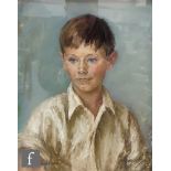 MARGA CHAPMAN (LATE 20TH CENTURY) - Portrait of a young boy wearing an open necked shirt, pastel