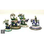 A collection of 20th Century Indian, Rajasthan enamelled chess pieces, to include four examples