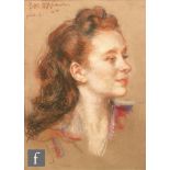 JOSEF OPPENHEIMER (1876-1966) - Portrait of a young girl in profile, pastel drawing, signed and