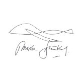 Jonathan Dimbleby - Black fine line pen, 9.5cm x 14.5cm. Framed and glazed. Jonathan Dimbleby is a