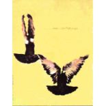 Tom Phillips CBE RA - 'Doves: after Muybridge', print and paint, 13cm x 10cm. Framed and glazed. Tom