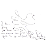 Brian Redman - 'I love a dove', pencils, 14.8cm x 21cm. Framed and glazed. Brian Redman is a