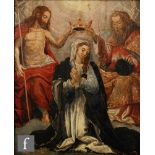 ITALIAN SCHOOL (18TH CENTURY) - The Coronation of The Virgin, oil on panel, framed, 41cm x 32cm.