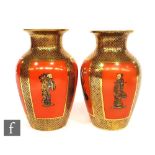 A pair of Masons Aesthetic baluster vases each decorated with Chinoiserie figures against an