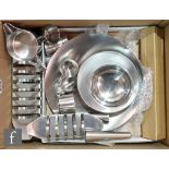 A collection of assorted Robert Welch Old Hall stainless steel to include a condiment set, a boxed