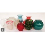 A collection of late 19th/early 20th Century oil lamp shades, to include nine various examples,