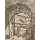 LUIGI ROSSINI (1790-1857) - 'Veduta di Campidoglio', engraving, published 1821, framed, 36cm x 45cm,