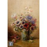 J. P. WALL (LATE 19TH CENTURY) - Anemonies in a vase, watercolour, signed, framed, 40cm x 28cm.