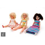 A collection of three 1970s Pedigree Sindy dolls comprising a dark brunette Trendy Girl Sindy doll