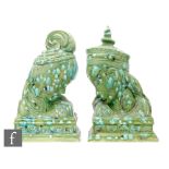 A pair of South East Asian figural busts, modelled as two ladies with heads turned, wearing