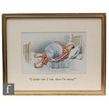 DONALD McGILL (20th Century) - 'I wonder how I look when I'm asleep', watercolour, framed, 15.5cm