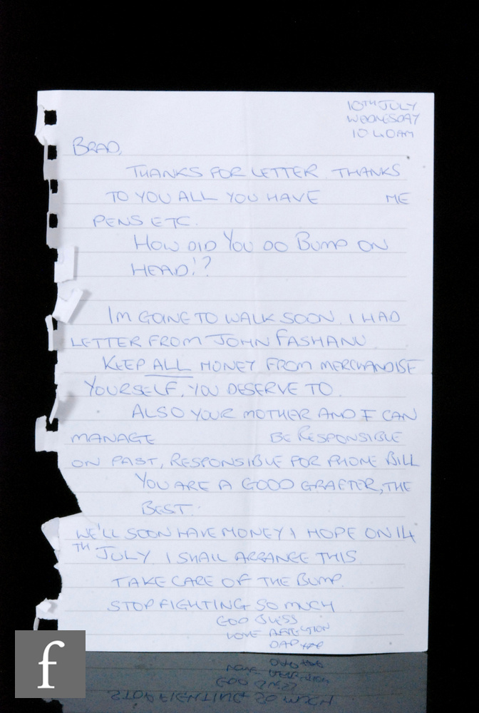 A collection of approximately 30 hand written letters by Reggie Kray to Bradley Kray, the gangster's - Image 3 of 8