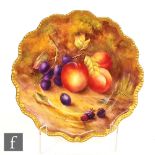 A Royal Worcester Fallen Fruits cabinet plate decorated by Price with hand painted apples and red