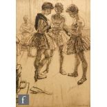 ERNEST HEBER THOMPSON (1891-1971) - Three young ballerinas in conversation, etching, signed in the